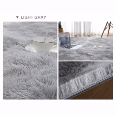 Dresshomee Karpet Bulu Fluffy Floor Carpet Rug 155x200cm - DE2001 - Gray — gambar 2