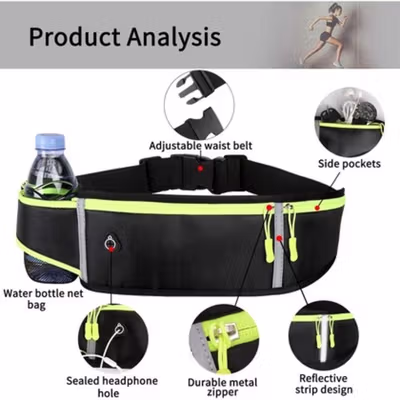 ZEST Tas Pinggang Olahraga Lari Waterproof Running Waist Bag - ZE-WP420 - Black — gambar 2