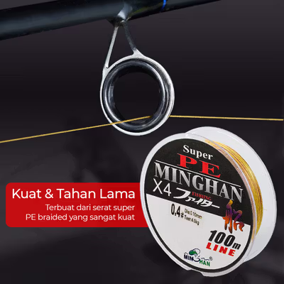 TaffSPORT MINGHAN Senar Benang Tali Pancing Super PE Braided Line 100M 0.4 - X4 - No Color — gambar 2