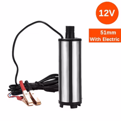 GUOSFAN Pompa Minyak Oli Submersible Diesel Pump 12V 51mm - BXG38 - Silver — gambar 2