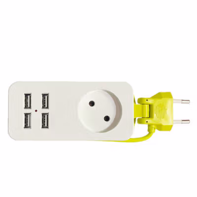Bolantedz Stop Kontak Colokan Listrik Universal 4 USB Port EU Plug - SFC08-3 - White/Green — gambar 2