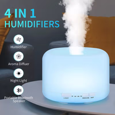SZTLH Air Humidifier Mini Ultrasonic Diffuser Speaker Bluetooth 500ml - SZ-A1 - White — gambar 2