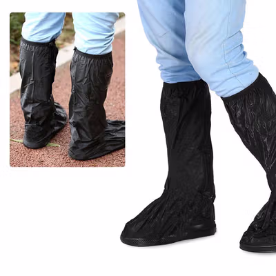 Rhodey Pelindung Sepatu Anti Hujan Reusable Rain Boot Cover XL - JY-819A - Black — gambar 2