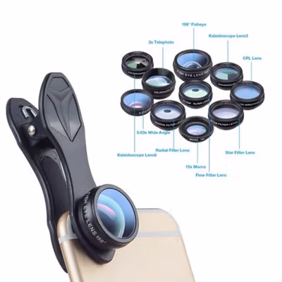 APEXEL 10in1 Lensa Kamera Fisheye Macro Wide Tele CPL Kale Filter - APL-DG10 - Black — gambar 2