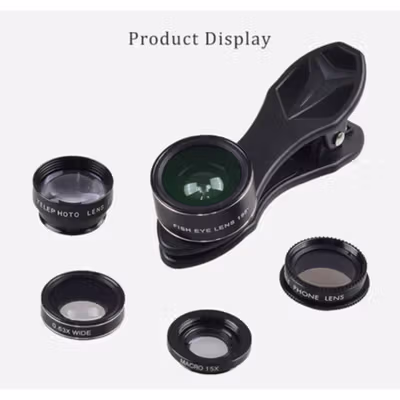 APEXEL Lensa Kamera HP 5in1 CPL Fisheye Macro Telephoto Wide Angle - APL-DG5H - Black — gambar 2