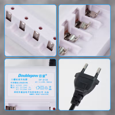 Doublepow Charger Baterai 8 Slot AA AAA Ni-MH Ni-CD with LED - DP-B108 - White — gambar 2