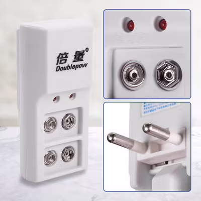 Doublepow Charger Baterai Rechargeable 2 Slot 9V with 9V 1 PCS - DP-B09 - White — gambar 2