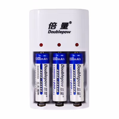 Doublepow Charger Baterai Rechargeable 3 Slot AA AAA with AA 3 PCS - DP-B33 - White — gambar 2