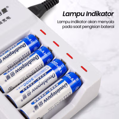Doublepow Charger Baterai Rechargeable 4 Slot AA AAA with AA 4 PCS - DP-K11 - White — gambar 2