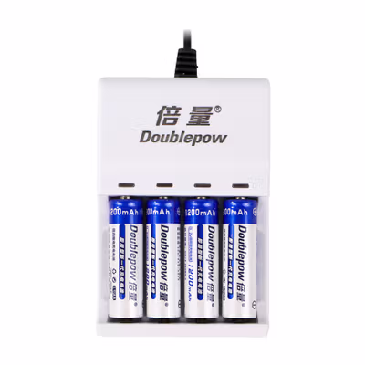 Doublepow Charger Baterai Rechargeable 4 Slot AA AAA with AA 4 PCS - DP-U82 - White — gambar 2