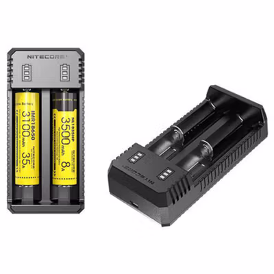 NITECORE Charger Baterai 2 Slot 18650 21700 Li-Ion IMR with LED Light - UI2 - Black — gambar 2