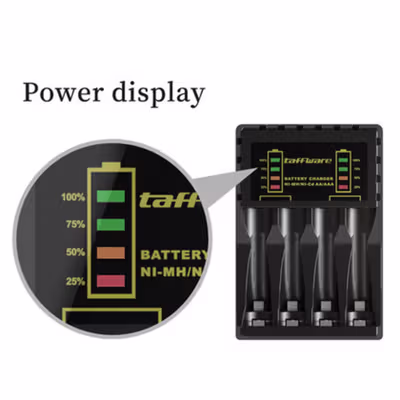Taffware Charger Baterai 4 Slot AAA AA Ni-MH Ni-CD with Power Display - PJ-N4008 - Black — gambar 2