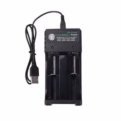 Bmax Charger Baterai 2 Slot 14500 18350 18650 18500 26650 Li-Ion LED - BH-042100-02U - Black — gambar 2