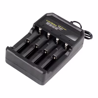 Taffware Charger Baterai 4 Slot 14500 18350 18650 Li-Ion with LED - MS-5D84A - Black — gambar 2