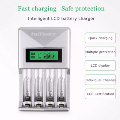 Taffware Charger Baterai 4 Slot AA AAA Ni-MH NiCD LCD Display - C903W - Silver — gambar 2