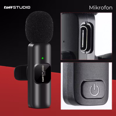 TaffSTUDIO Mikrofon Wireless Lavalier Portable Microphone USB Type C - ODR08 - Black — gambar 2