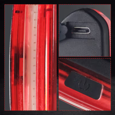 TaffLED Lampu Belakang Sepeda LED Rechargeable Tail Light 120 Lumens - AQY-096 - Red/White — gambar 2