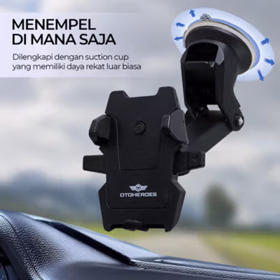 OTOHEROES Smartphone Car Holder Adjustable with Suction Cup - T003 - Black — gambar 2