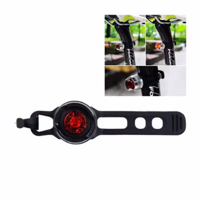 TaffLED Lampu Belakang Sepeda Silicon Strap Waterproof CR2032 Battery - 558 - Black — gambar 2