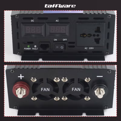 Taffware Power Inverter Mobil Pure Sine Wave DC 12V to AC 220V 3000W - NBQ3000W - Black — gambar 2