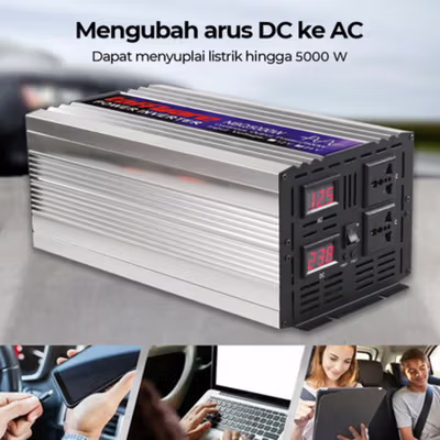 Taffware Power Inverter Mobil Pure Sine Wave DC 24V to AC 220V 5000W - NBQ5000W - Silver — gambar 2