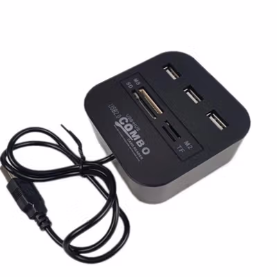 Card Reader 7in1 USB 2.0 USB Hub MicroSD MS M2 MMC - CK07 - Black — gambar 2