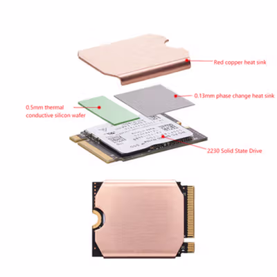 RGEEK Heatsink SSD M.2 2230 NVMe Console Game Copper Cooler - TN30 - Rose Gold — gambar 2