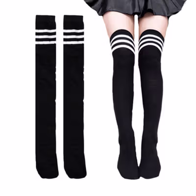 AOLITE Kaos Kaki Panjang Cosplay Sock Wanita All Size - AO0540 - Black — gambar 2