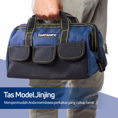 Taffware Tas Perkakas Storage Tool Bag Waterproof Wear Resistant 16 Inch - A03403 - Blue — gambar 2