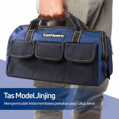 Taffware Tas Perkakas Storage Tool Bag Waterproof Wear Resistant 18 Inch - A03403 - Blue — gambar 2