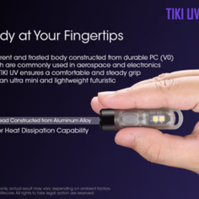 NITECORE Senter UV Ultraviolet Mini IP66 130mAh 365nm 70 Lumens 1000mW - TIKI UV - Transparent — gambar 2