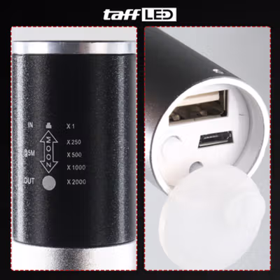 TaffLED Senter LED CREE XM-L T6 Flashlight Rechargeable 500 Lumens - CH1463 - Black/Silver — gambar 2