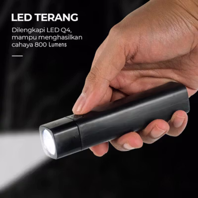TaffLED Senter LED Q4 Rechargerable Waterproof IPX6 800 Lumens - HT601 - Black — gambar 2