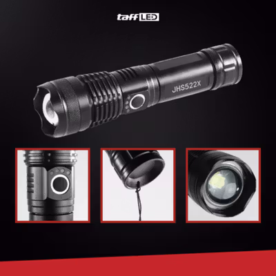 TaffLED Senter LED XHP50 USB Rechargeable Waterproof IPX4 - JHS522X - Black — gambar 2