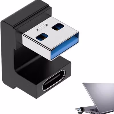RONDAFUL OTG USB 3.0 to Type C Female High Speed Adapter U Shape - RF31 - Black — gambar 2