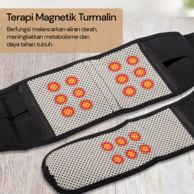 TaffOmicron Alat Terapi Pinggang Magnetic Tourmaline Nylon Size L - Black — gambar 2