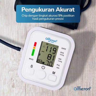 TaffOmicron Tensimeter Digital Pengukur Tekanan Darah Voice English - BW-3205 - White — gambar 2
