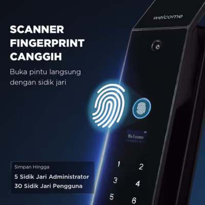 ALOY-X Smart Door Lock Fingerprint Password Card Digital Display Eques - A5 - Black — gambar 2