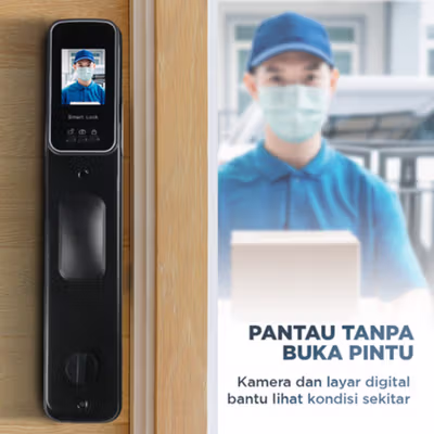 ALOY-X Smart Door Lock Tuya App Fingerprint Password Digital Display - A4 - Black — gambar 2