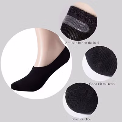BAMBOO Kaos Kaki Invisible Bawah Mata Kaki Wanita 34-38 6 Pasang - A11319CZ - Black — gambar 2