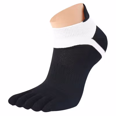 LUOYI Kaos Kaki Ankle Lima Jari Breathable Sock Pria 40-45 - T73001 - Black — gambar 2
