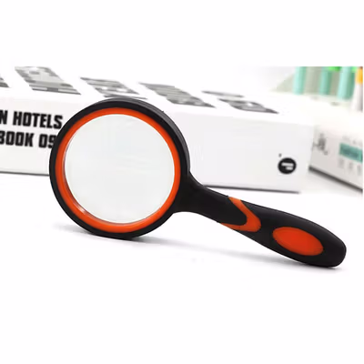 NOF Kaca Pembesar Handheld Magnifying Glass Lup Magnifier 65mm 10X - N-10 - Black/Orange — gambar 2