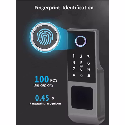 TaffHOME Smart Door Lock Fingerprint Password Card Waterproof IP66 Double Sided - G23 - Silver — gambar 2
