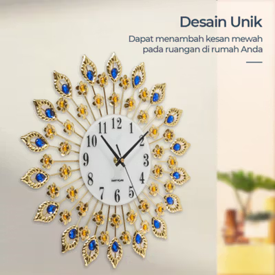 TaffHOME Jam Dinding 3D Quartz Clock Retro European Style 37cm - H21 - Golden — gambar 2