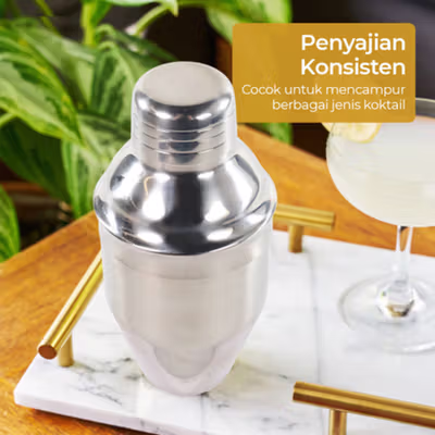 Cocktail Shaker Bartender Japanese Style Stainless Steel 200ml - Silver — gambar 2