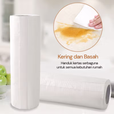 Lazy Rag Tisu Kertas Disposable Paper Towel 1 Roll (50 Helai) - MB104P - White — gambar 2