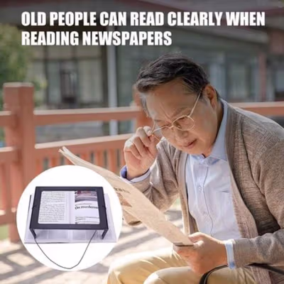 NEWACALOX Kaca Pembesar Bentuk Meja untuk Baca Magnifier with 4 LED 3X - HL-A4 - Black White — gambar 2
