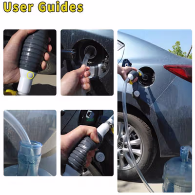 OTOHEROES Pompa Tangan Transfer Bensin Mobil Oil Extractor with 2 Clip - NC03 - Black — gambar 2