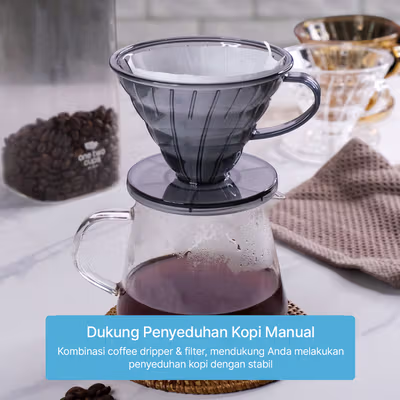 One Two Cups Filter Penyaring Kopi V60 Cone Coffee Dripper Plastik - SE105 - Gray — gambar 2