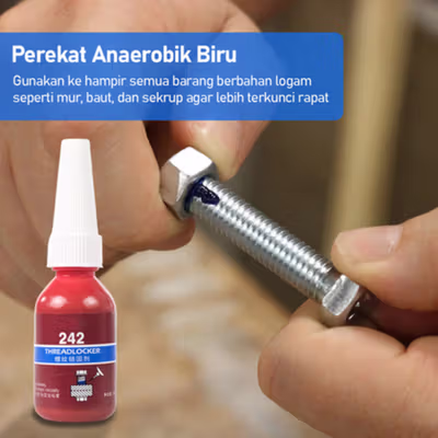 TaffGUARD Lem Baut Multifungsi Blue Threadlocker Anaerobic Glue 10ml - 242 - No Color — gambar 2